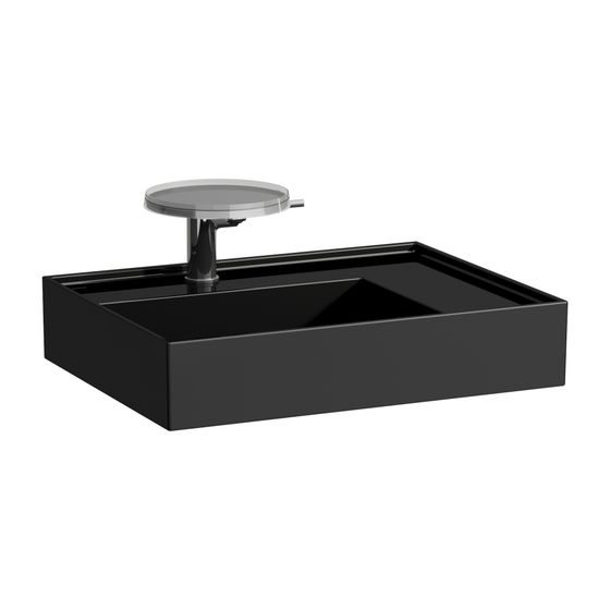 Laufen Aufsatzwaschtisch Kartell 460x600x150mm, glänzend Schwarz, 3 Hahnlöcher, ohne Überlauf Ablage rechts