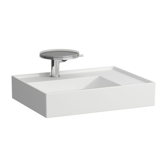 Laufen Aufsatzwaschtisch Kartell 460x600x150mm, Mattweiß, 2 Hahnlöcher, ohne Überlauf Ablage rechts