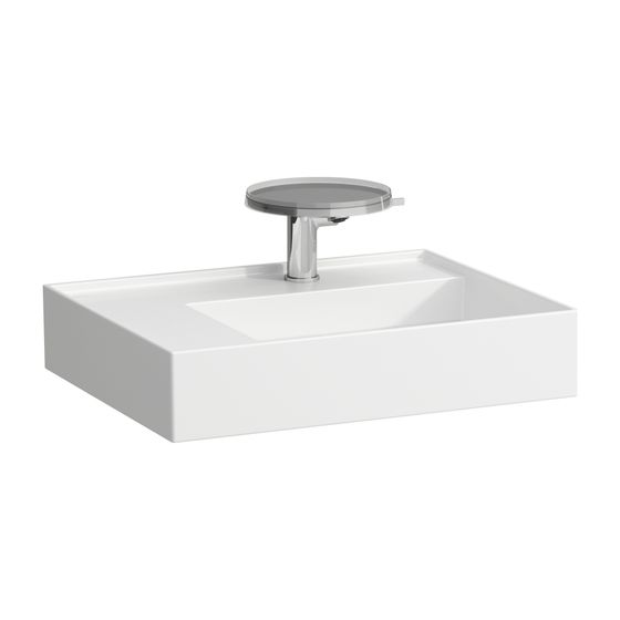Laufen Aufsatzwaschtisch Kartell 460x600x150mm, Weiß LCC, 1 Hahnloch, ohne Überlauf Ablage links