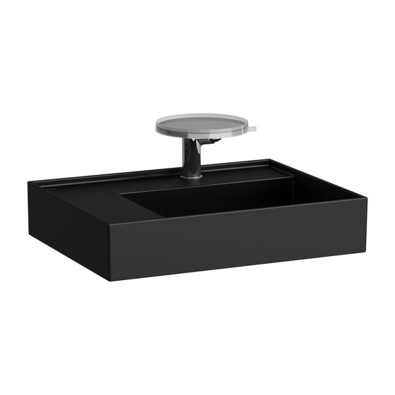 Laufen Aufsatzwaschtisch Kartell 460x600x150mm, Mattschwarz, 1 Hahnloch, ohne Überlauf Ablage links