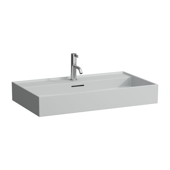Laufen Waschtisch Kartell 460x800x145mm, Mattgrau, 3 Hahnlöcher mit Überlauf Standardablauf