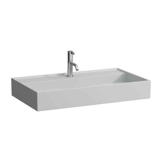 Laufen Waschtisch Kartell 460x800x145mm, Mattgrau, 1 Hahnloch, ohne Überlauf, Kanal unten geschlossen