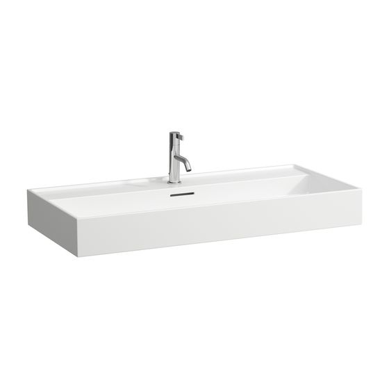 Laufen Waschtisch Kartell 460x1000x145mm, Weiß LCC, 3 Hahnlöcher mit Überlauf Standardablauf