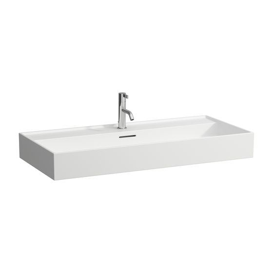 Laufen Waschtisch Kartell 460x1000x145mm, Mattweiß, 1 Hahnloch, mit Überlauf Standardablauf