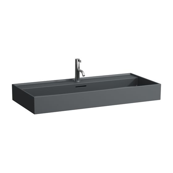 Laufen Waschtisch Kartell 460x1000x145mm, Mattgraphit, 3 Hahnlöcher mit Überlauf Standardablauf