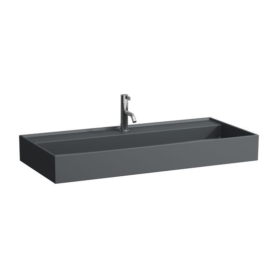 Laufen Waschtisch Kartell 460x1000x145mm, Mattgraphit, 1 Hahnloch, ohne Überlauf, Kanal unten geschlossen