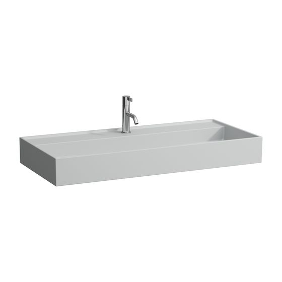 Laufen Waschtisch Kartell 460x1000x145mm, Mattgrau, 1 Hahnloch, ohne Überlauf, Kanal unten geschlossen