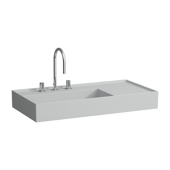 Laufen Aufsatzwaschtisch Kartell 460x900x150mm, Mattgrau, 1 Hahnloch, ohne Überlauf Ablage rechts