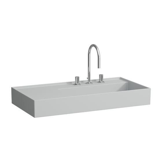 Laufen Aufsatzwaschtisch Kartell 460x900x150mm, Mattgrau, 1 Hahnloch, ohne Überlauf Ablage links