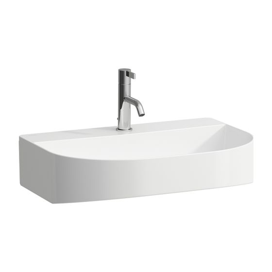 Laufen Aufsatzwaschtisch Sonar 420x600x145mm, Mattweiß, 1 Hahnloch, ohne Überlauf, Kanal unten geschlossen
