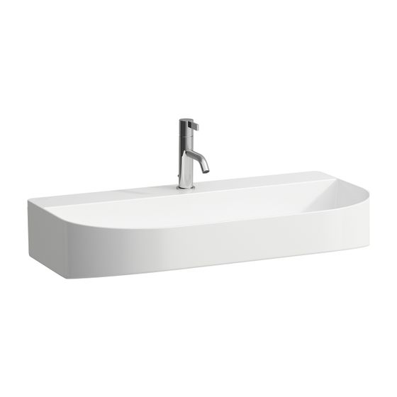 Laufen Aufsatzwaschtisch Sonar 420x800x165mm, Weiß LCC, 1 Hahnloch, ohne Überlauf, Kanal unten geschlossen