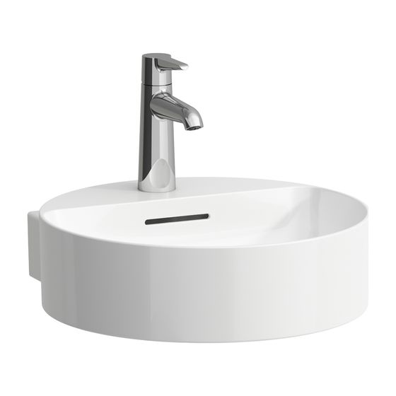 Laufen Aufsatzhandwaschbecken VAL 425x400x155mm, Weiß LCC, 1 Hahnloch, mit Überlauf