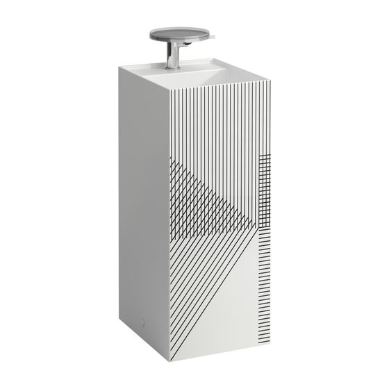Laufen Waschtisch freistehend Kartell 435x375x900mm, 2 Hahnlöcher, ohne Überlauf Liniennetz grau