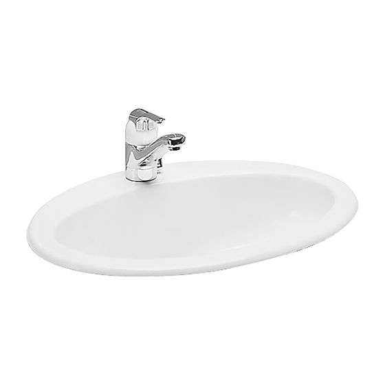 Laufen Einbauwaschtisch von oben INDOVA 480x610x195mm, Weiß, 1 Hahnloch, mit Überlauf vorne