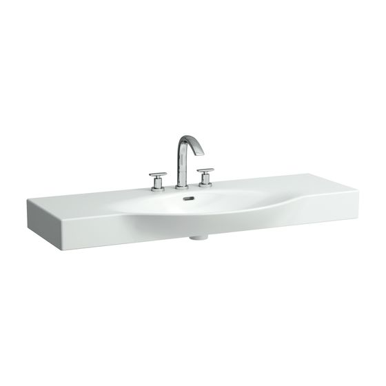 Laufen Waschtisch Palace 510x1200x165mm, Weiß, 1 Hahnloch, mit Überlauf Ablage links/rechts beidseitig schneidbar