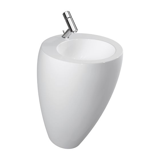 Laufen Waschtisch mit integrierter Säule, Ilbagnoalessi, 530x520x850mm, Weiß LCC, mit Wandanbindung, ohne Hahnloch/Überlauf