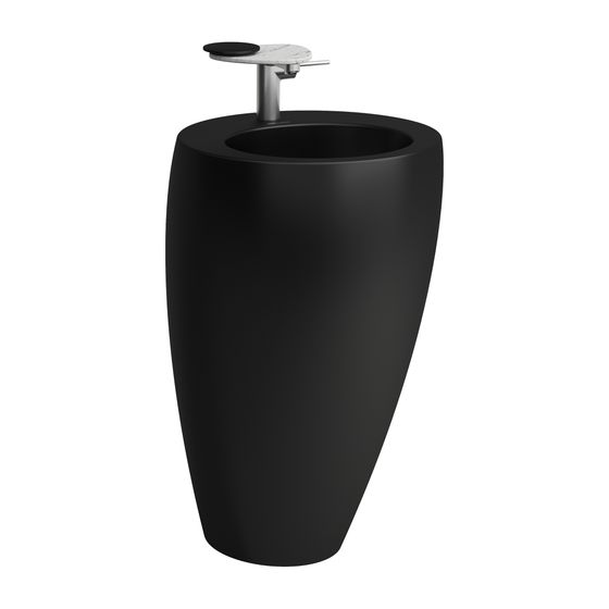 Laufen Waschtisch mit integrierter Säule, Ilbagnoalessi, 530x520x850mm, Mattschwarz, mit Wandanbindung, ohne Hahnloch/Überlauf