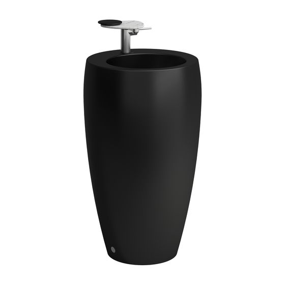 Laufen Freistehender Waschtisch, Ilbagnoalessi, 530x530x900mm, Mattschwarz, 1 Hahnloch, Überlauf verdeckt, mit Keramikabdeckung