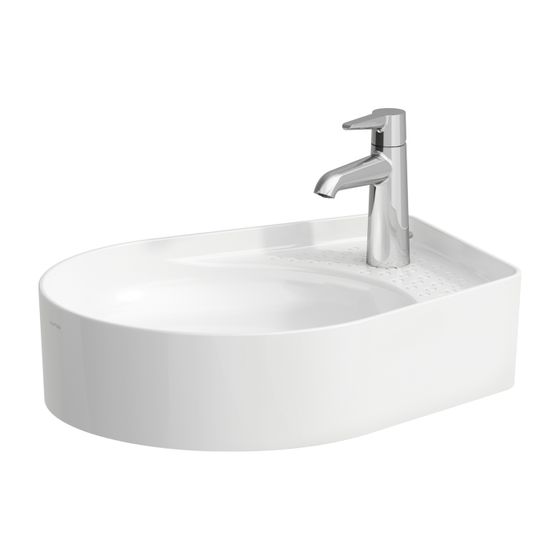 Laufen Waschtisch-Schale VAL 400x500x145mm, Mattgraphit, 1 Hahnloch, mit Überlauf mit semi-trockenem Bereich rechts