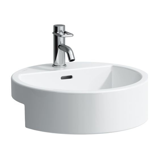 Laufen Halbeinbauwaschtisch Living City 460x460x155mm, Weiß, rund 1 Hahnloch, mit Überlauf