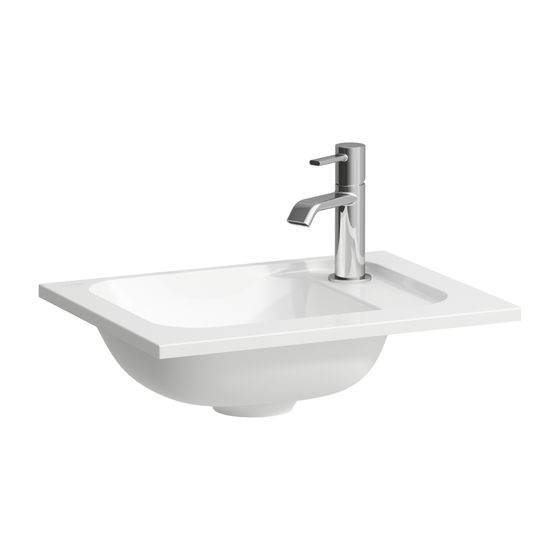 Laufen Möbelhandwaschbecken Slim, MEDA, 340x440x130mm, Weiß, asym., HL rechts/o. Überl./B. links/HL-Bank rechts/für H421662