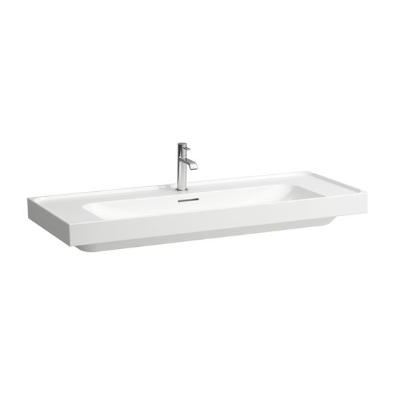 Laufen Waschtisch MEDA 460x1200x160mm, Mattweiß, Ablage links/rechts, 1 Hahnloch, mit Überlauf
