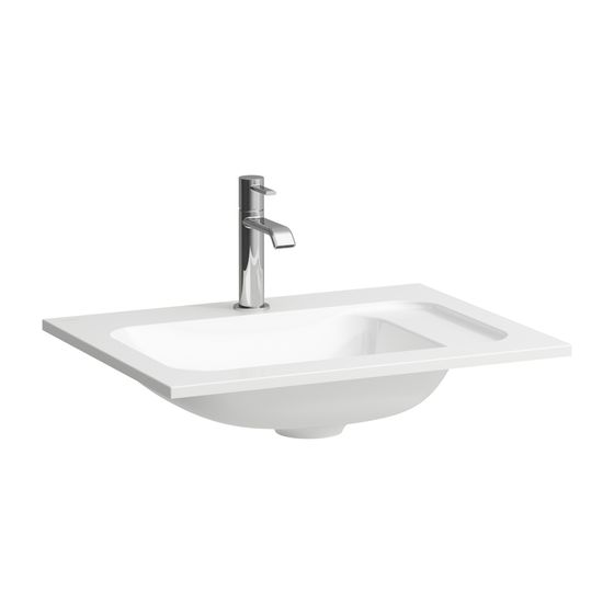 Laufen Möbelwaschtisch Slim, MEDA, 445x575x130mm, Mattweiß, aus Marbond, Ablage rechts, 1 Hahnloch, ohne Überlauf, für H421672