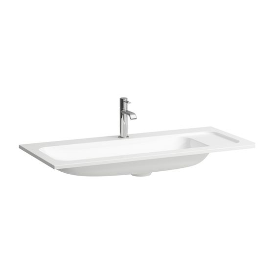 Laufen Möbelwaschtisch Slim, MEDA, 445x975x130mm, aus Marbond, Ablage rechts, 1 Hahnloch, ohne Überlauf, Weiß, für H421692