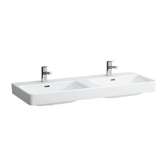 Laufen Doppelwaschtisch Laufen Pro S 465x1200x175mm, Active Weiß LCC, 1 Hahnloch, je Becken mit Überlauf