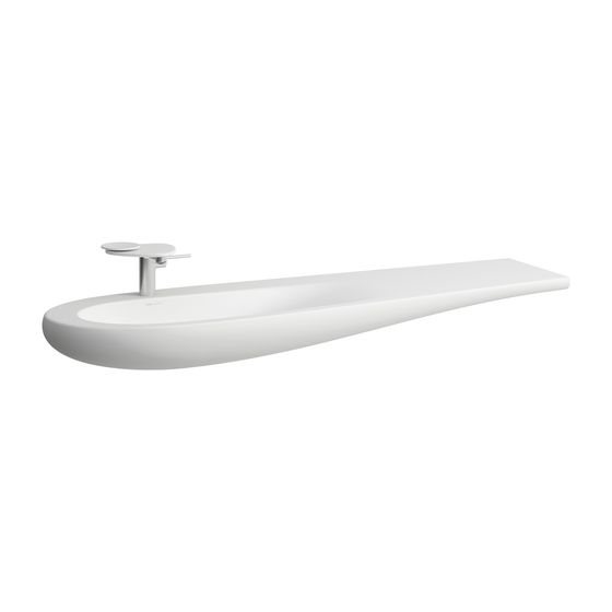 Laufen Waschtisch, Ilbagnoalessi, 500x1600x165mm, Mattweiß, Ablage rechts, 1 Hahnloch, mit verdecktem Überlauf
