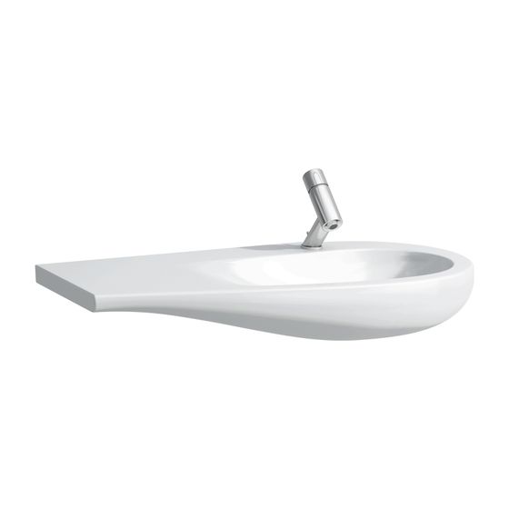 Laufen Möbelwaschtisch, Ilbagnoalessi, 500x900x165mm, Weiß LCC, Abl. links, 1 Hahnloch, verd. Überlauf, Keramikabd. für Ablaufv.