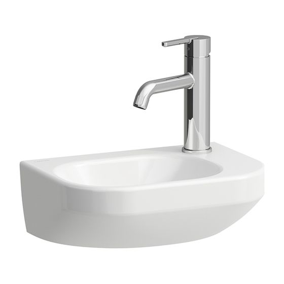Laufen Waschtisch LUA 360x250x145mm, Weiß, asymmetrisch Becken links 1 Hahnloch, rechts, ohne Überlauf