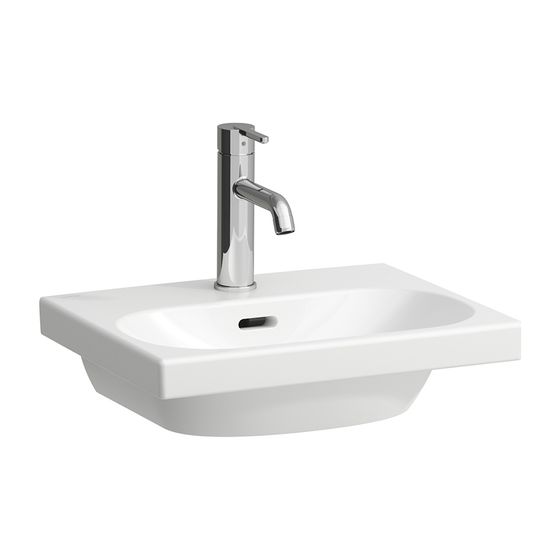 Laufen Handwaschbecken LUA 350x450x135mm, Weiß, 1 Hahnloch, mit Überlauf