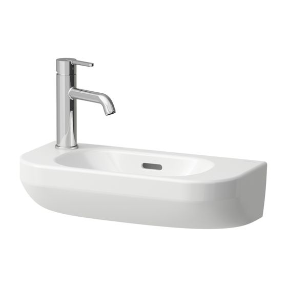 Laufen Waschtisch LUA 500x230x145mm, Weiß LCC, asymmetrisch Becken rechts 1 Hahnloch, links mit Überlauf