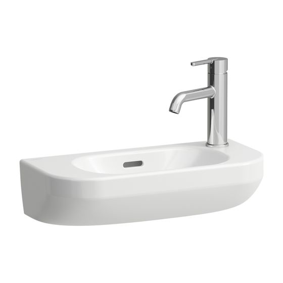 Laufen Waschtisch LUA 500x230x145mm, Weiß LCC, asymmetrisch Becken links 1 Hahnloch, rechts mit Überlauf