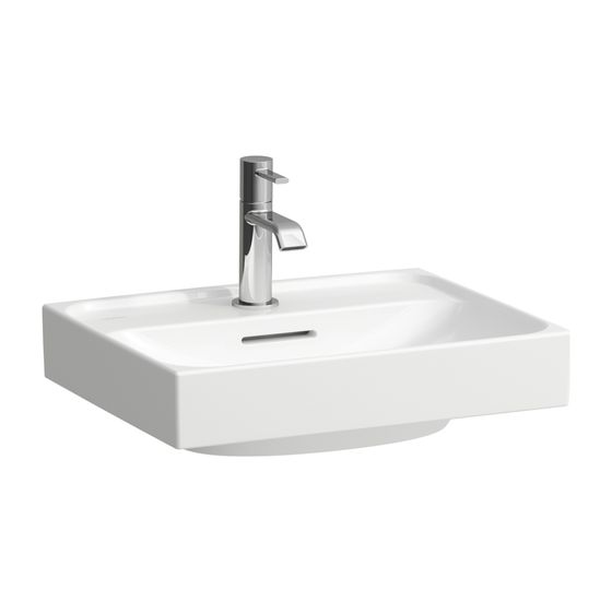 Laufen Handwaschbecken, MEDA, 350x450x130mm, Weiß, 1 Hahnloch, mit Überlauf