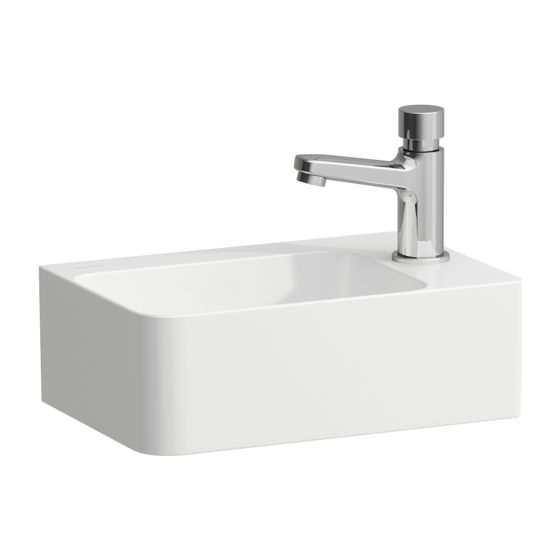 Laufen Handwaschbecken VAL 220x340x135mm, Weiß, asymmetrisch 1 Hahnloch, rechts, ohne Überlauf