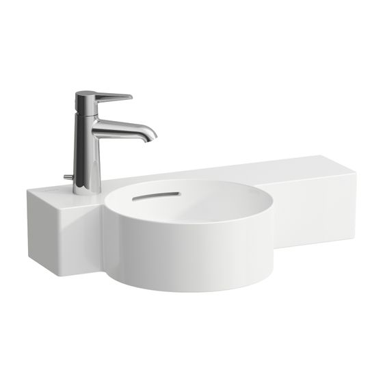 Laufen Handwaschbecken VAL 315x550x155mm, Weiß LCC, 1 Hahnloch, links mit Überlauf Ablage rechts schneidbar