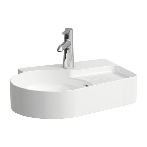 Laufen Waschtisch VAL 400x530x155mm, Weiß, 1 Hahnloch, rechts mit Überlauf, rechts semi-trocken