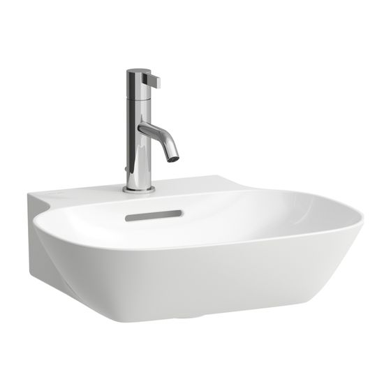 Laufen Aufsatzhandwaschbecken INO 450x410x145mm, Weiß, 1 Hahnloch, mit Überlauf