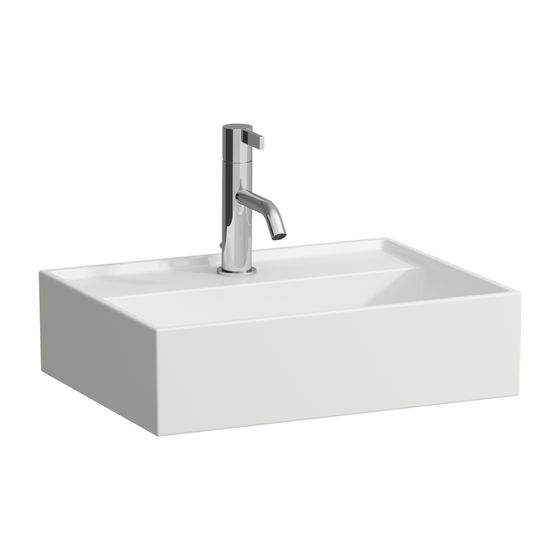 Laufen Handwaschbecken Kartell 340x450x140mm, Mattweiß, 1 Hahnloch, ohne Überlauf, Kanal unten geschlossen