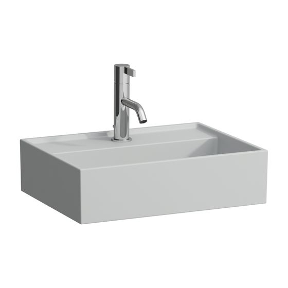 Laufen Handwaschbecken Kartell 340x450x140mm, Mattgrau, 1 Hahnloch, ohne Überlauf, Kanal unten geschlossen
