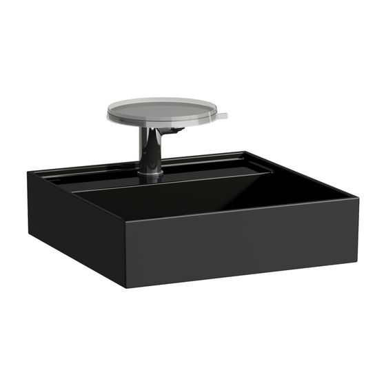 Laufen Handwaschbecken Kartell 460x460x150mm, glänzend Schwarz, 1 Hahnloch, ohne Überlauf, Ablauf versteckt