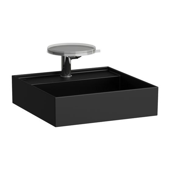 Laufen Handwaschbecken Kartell 460x460x150mm, Mattschwarz, 1 Hahnloch, ohne Überlauf, Ablauf versteckt