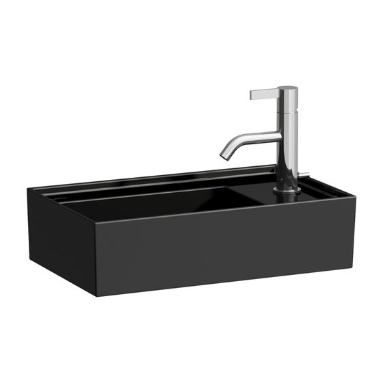 Laufen Handwaschbecken Kartell 280x460x150mm, glänzend Schwarz, asymmetrisch, ohne Hahnloch/Überlauf Armaturenbank rechts