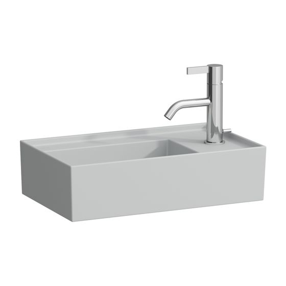Laufen Handwaschbecken Kartell 280x460x150mm, Mattgrau, asymmetrisch, ohne Hahnloch/Überlauf Armaturenbank rechts