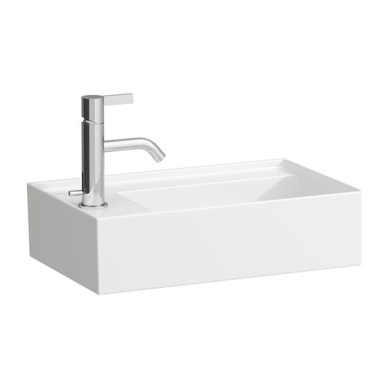 Laufen Handwaschbecken Kartell 280x460x150mm, Weiß, asymmetrisch 1 Hahnloch, ohne Überlauf Armaturenbank links