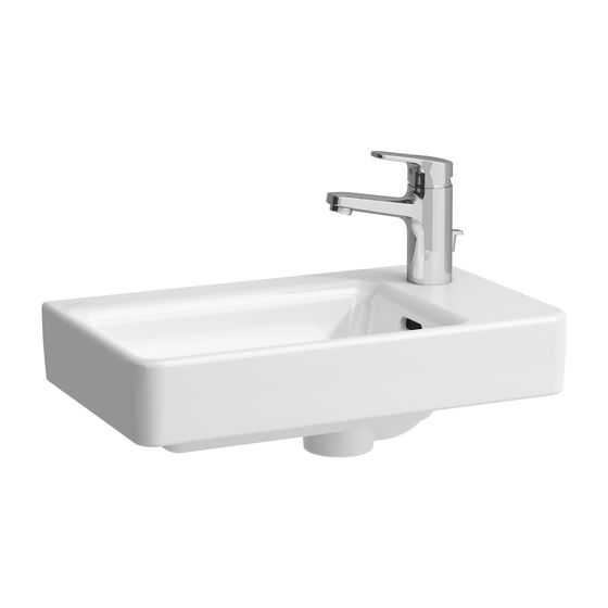 Laufen Handwaschbecken Laufen Pro S 280x480x150mm, Weiß LCC, asymmetrisch 1 Hahnloch, rechts mit Überlauf Becken links