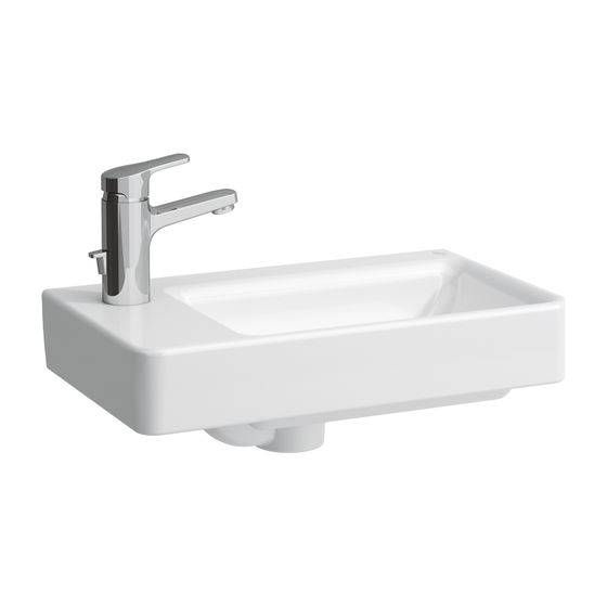 Laufen Handwaschbecken Laufen Pro S 280x480x150mm, Weiß, asymmetrisch 1 Hahnloch, links mit Überlauf Becken rechts
