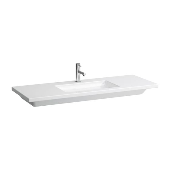 Laufen Waschtisch Living Square 480x1300x120mm, Weiß, 1 Hahnloch, ohne Überlauf Ablage links/rechts